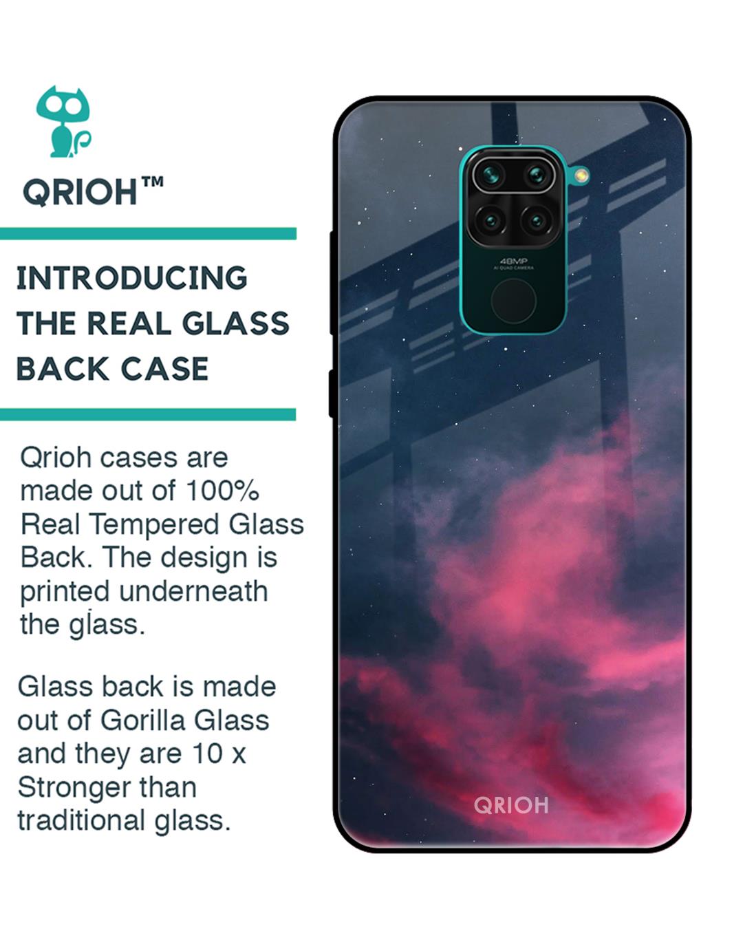 Shop Moon Night Printed Premium Glass Cover For Xiaomi Redmi Note 9 (Impact Resistant, Matte Finish)-Back