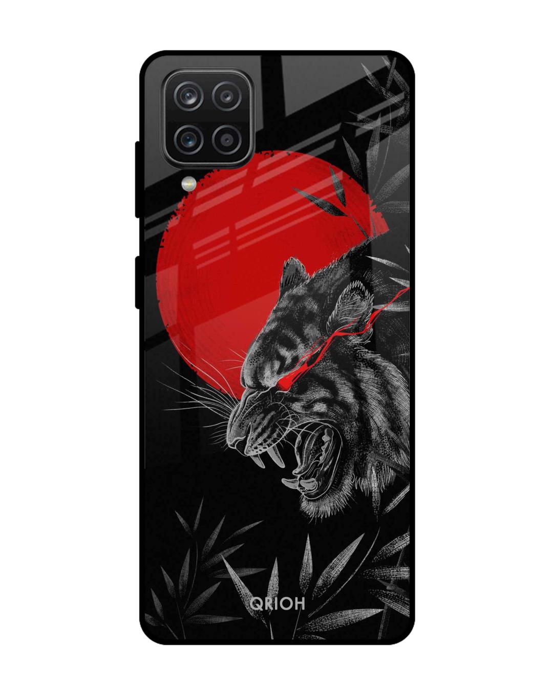 Shop Moon Tiger Printed Premium Glass Cover For  A12(Impact Resistant, Matte Finish)-Back