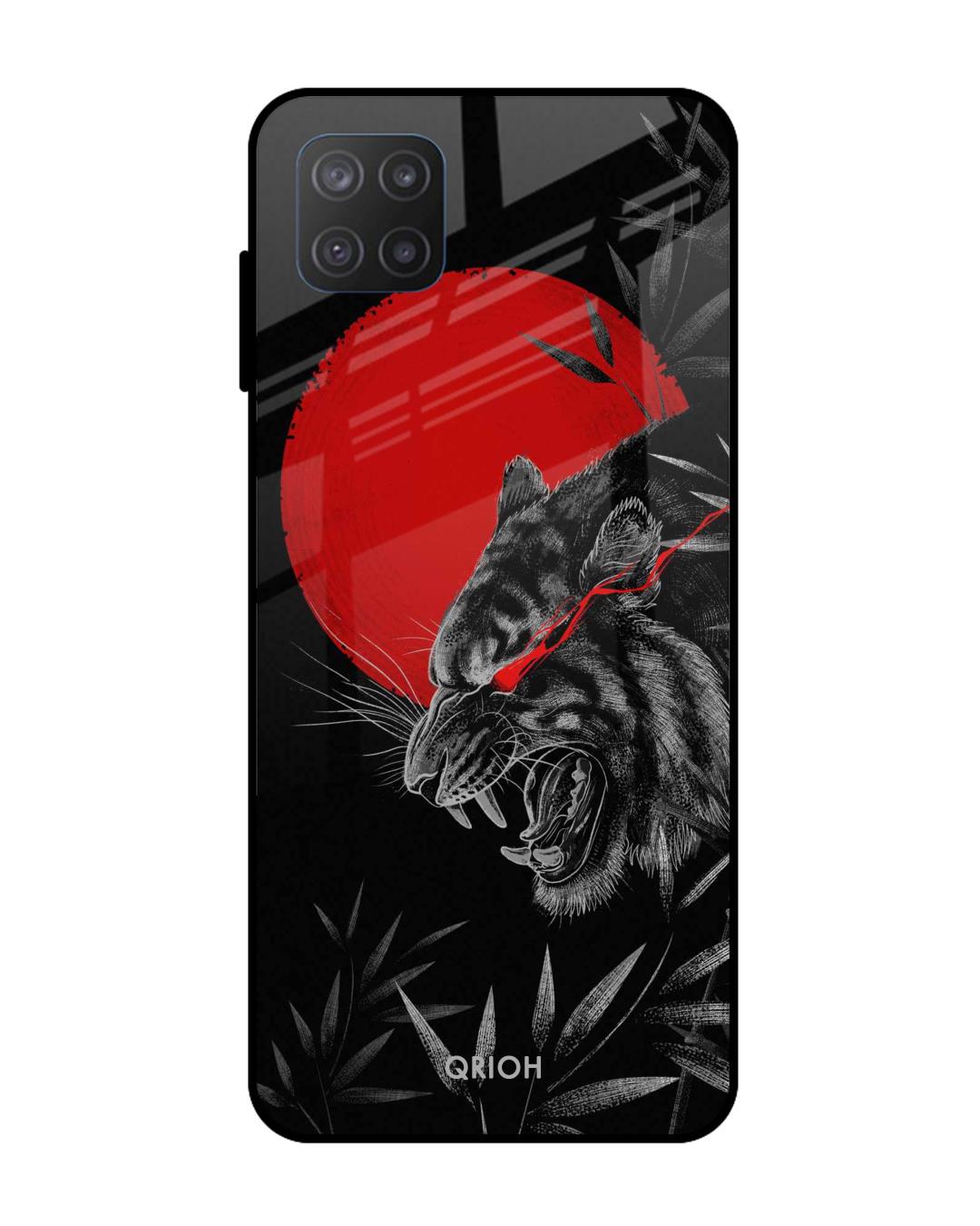 Shop Moon Tiger Printed Premium Glass Cover For  M12(Impact Resistant, Matte Finish)-Back