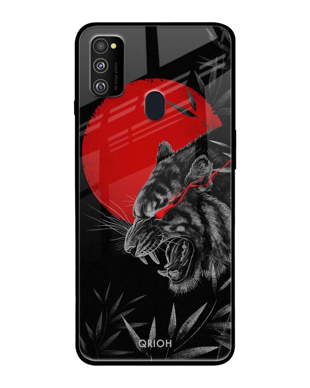 Shop Moon Tiger Printed Premium Glass Cover For Samsung Galaxy M30s(Impact Resistant, Matte Finish)-Back