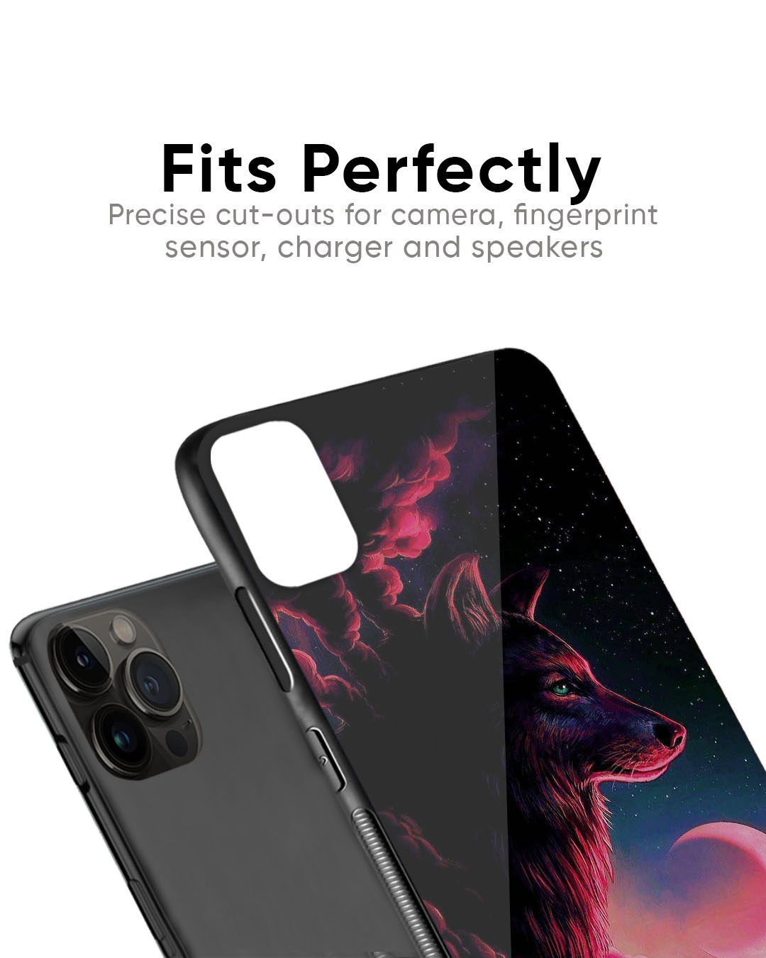 Shop Moon Wolf Premium Glass Case for Apple iPhone 15 Pro Max (Shock Proof, Scratch Resistant)-Back