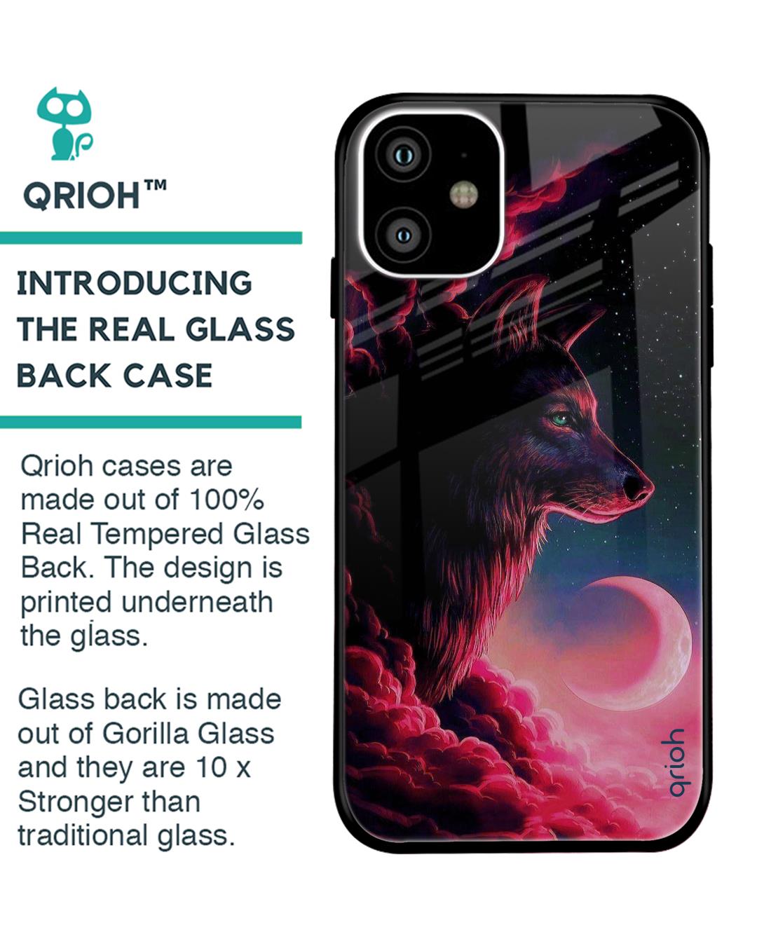 Shop Moon Wolf Printed Premium Glass Cover For iPhone 11 (Impact Resistant, Matte Finish)-Back
