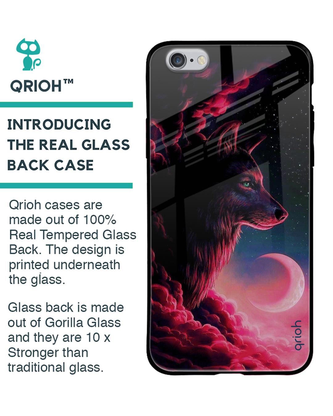 Shop Moon Wolf Printed Premium Glass Cover For iPhone 6S (Impact Resistant, Matte Finish)-Back