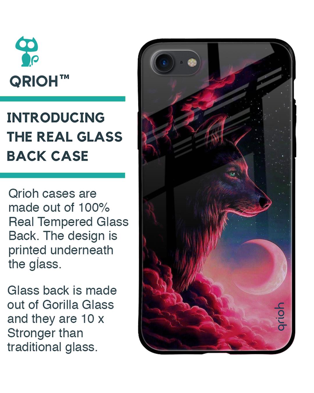 Shop Moon Wolf Printed Premium Glass Cover For iPhone 7 (Impact Resistant, Matte Finish)-Back