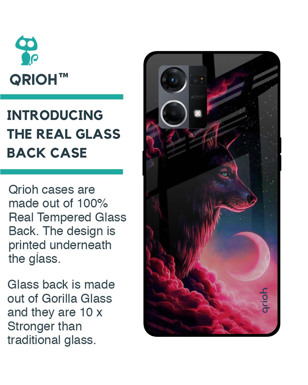 Shop Moon Wolf Printed Premium Glass Case for Oppo F21s Pro (Shock Proof,Scratch Resistant)-Back