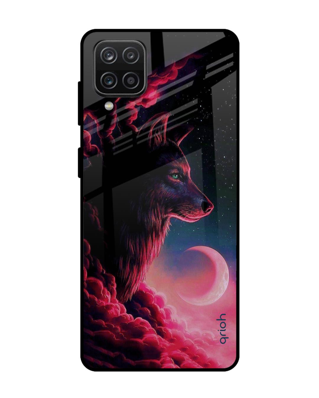 Shop Moon Wolf Printed Premium Glass Cover For  A12(Impact Resistant, Matte Finish)-Back