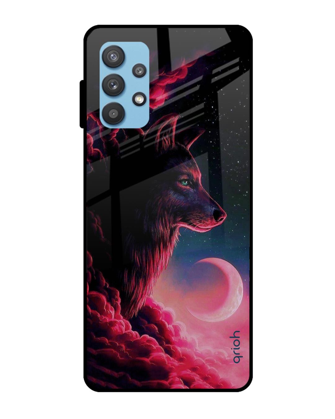 Shop Moon Wolf Printed Premium Glass Cover For  A52s 5G(Impact Resistant, Matte Finish)-Back