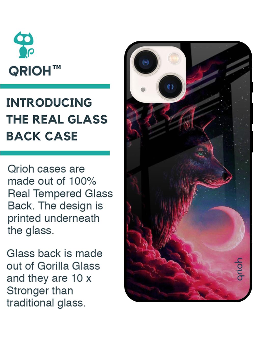Shop Moon Wolf Printed Premium Glass Cover for Apple iPhone 14 Plus (Shock Proof, Scratch Resistant)-Back