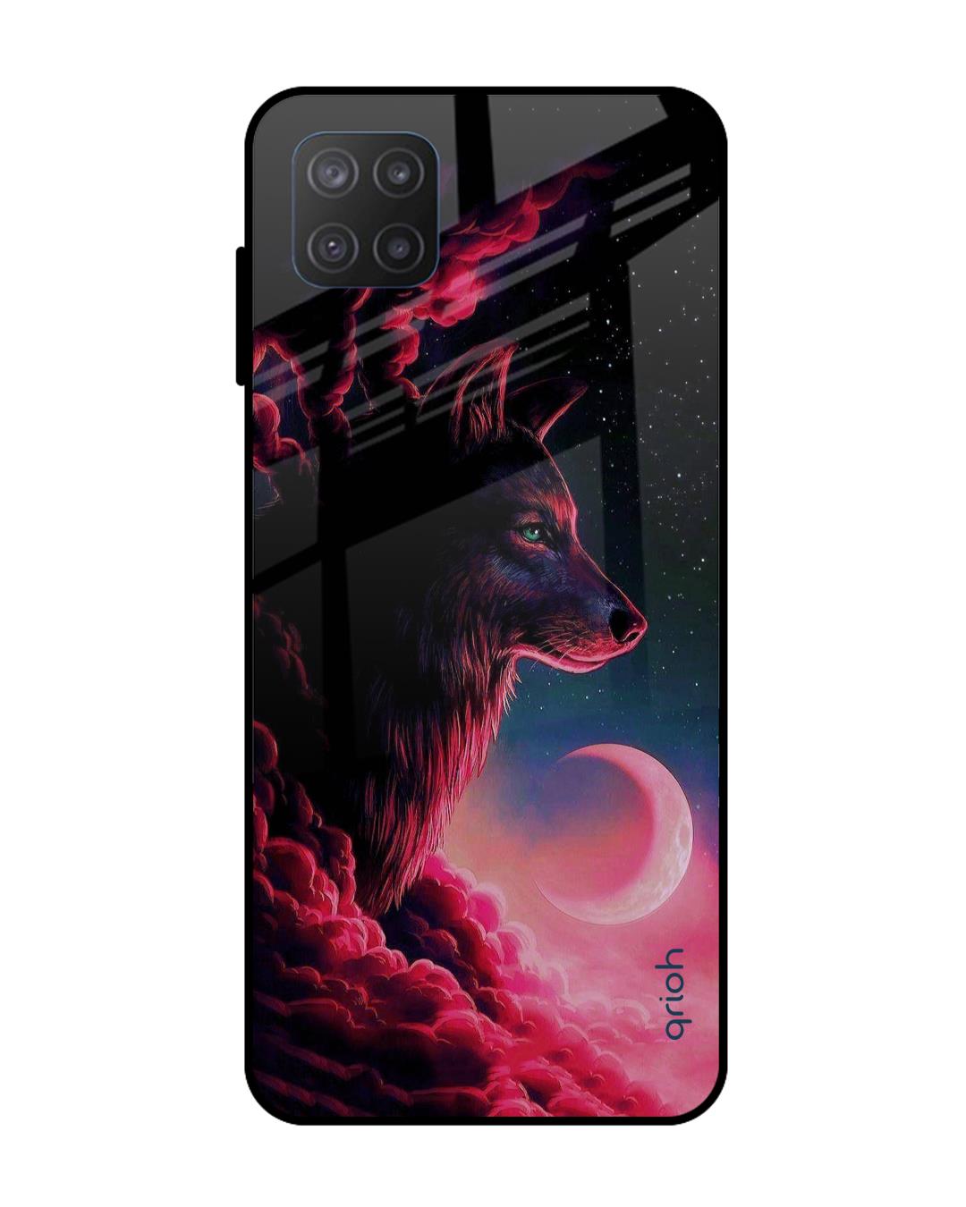 Shop Moon Wolf Printed Premium Glass Cover For  M12(Impact Resistant, Matte Finish)-Back