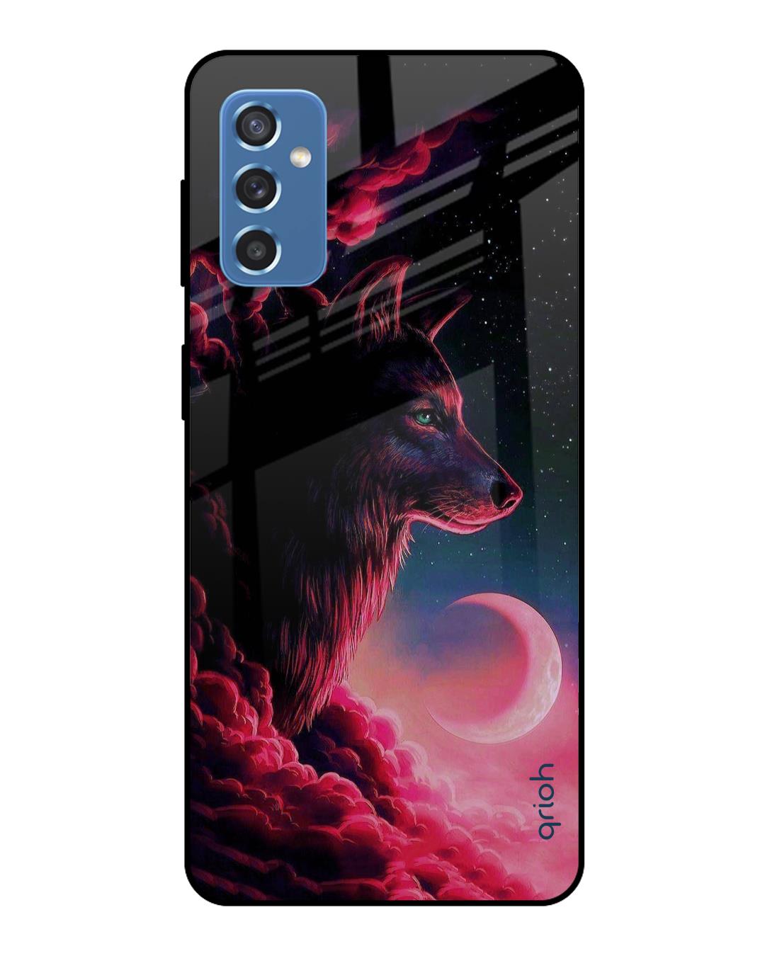 Shop Moon Wolf Printed Premium Glass Cover For  M52 5G(Impact Resistant, Matte Finish)-Back