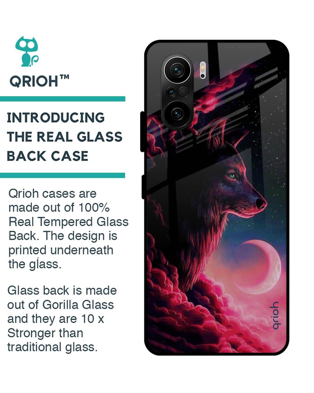 Shop Moon Wolf Printed Premium Glass Cover For Mi 11X (Impact Resistant, Matte Finish)-Back