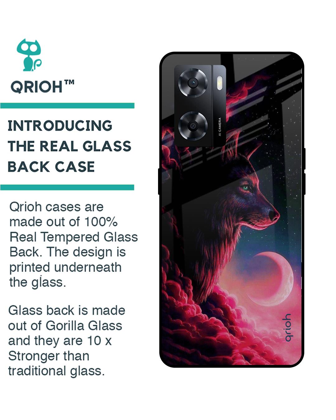 Shop Moon Wolf Printed Premium Glass Cover for Oppo A57 4G (Shock Proof, Scratch Resistant)-Back