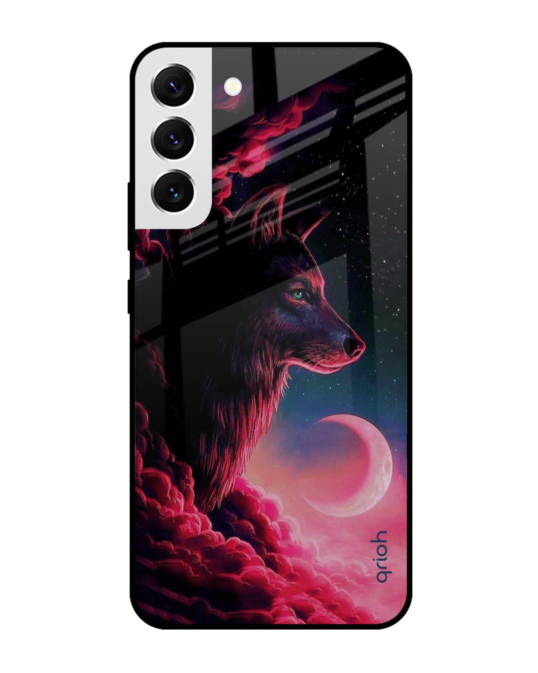 Shop Moon Wolf Printed Premium Glass Cover For  S22 5G(Impact Resistant, Matte Finish)-Back