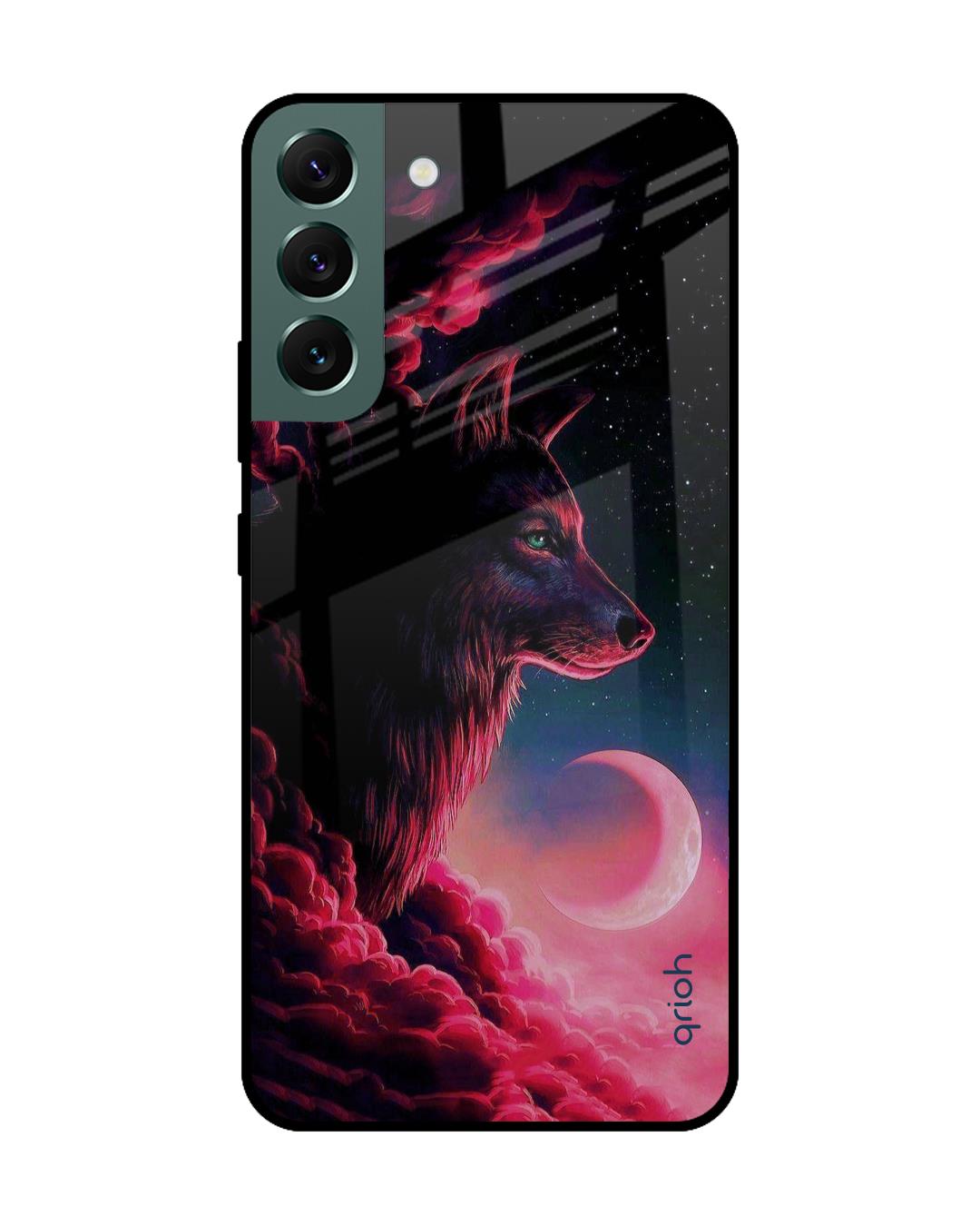 Shop Moon Wolf Printed Premium Glass Cover For  S22 Plus 5G(Impact Resistant, Matte Finish)-Back