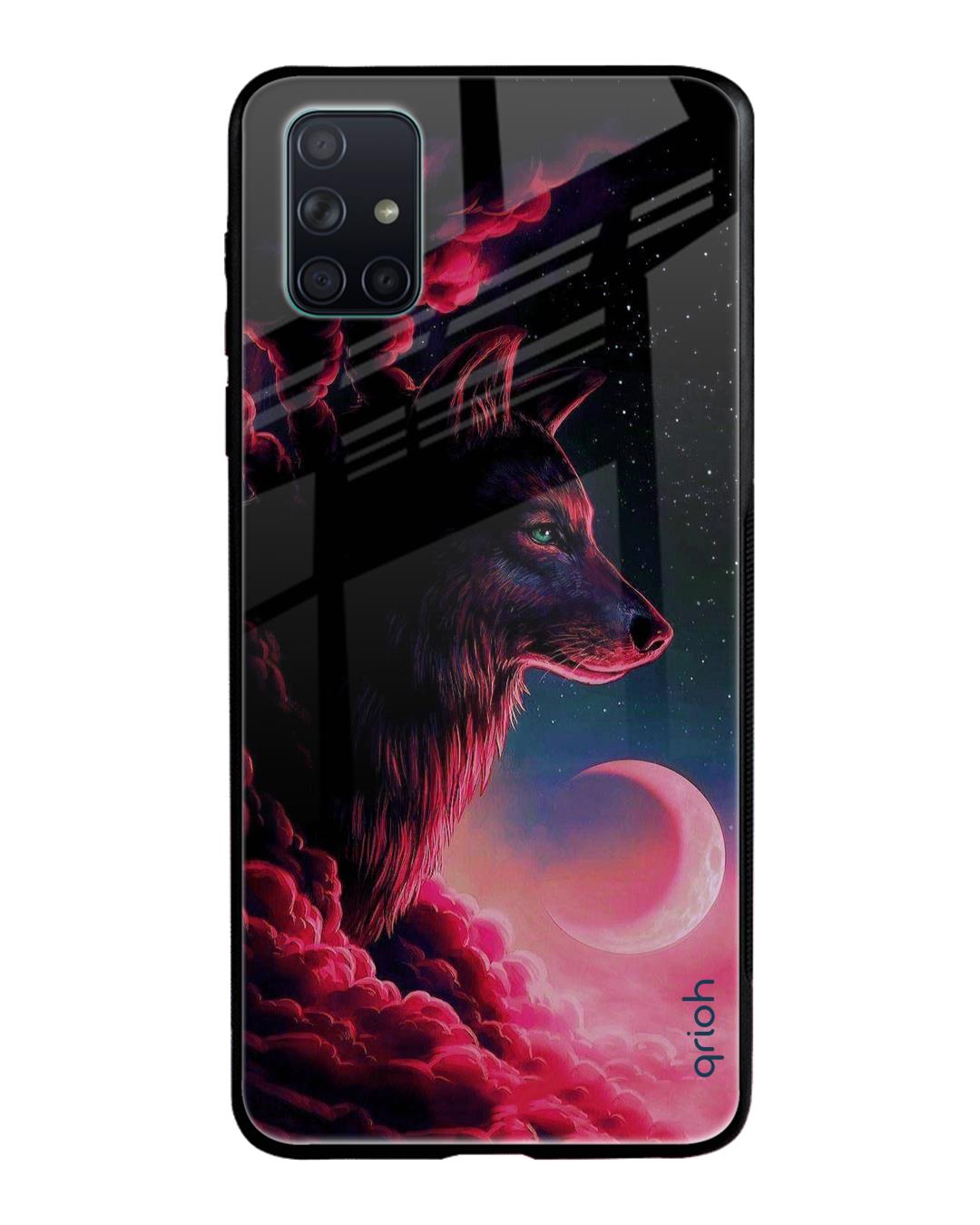 Shop Moon Wolf Printed Premium Glass Cover For Samsung Galaxy A51(Impact Resistant, Matte Finish)-Back