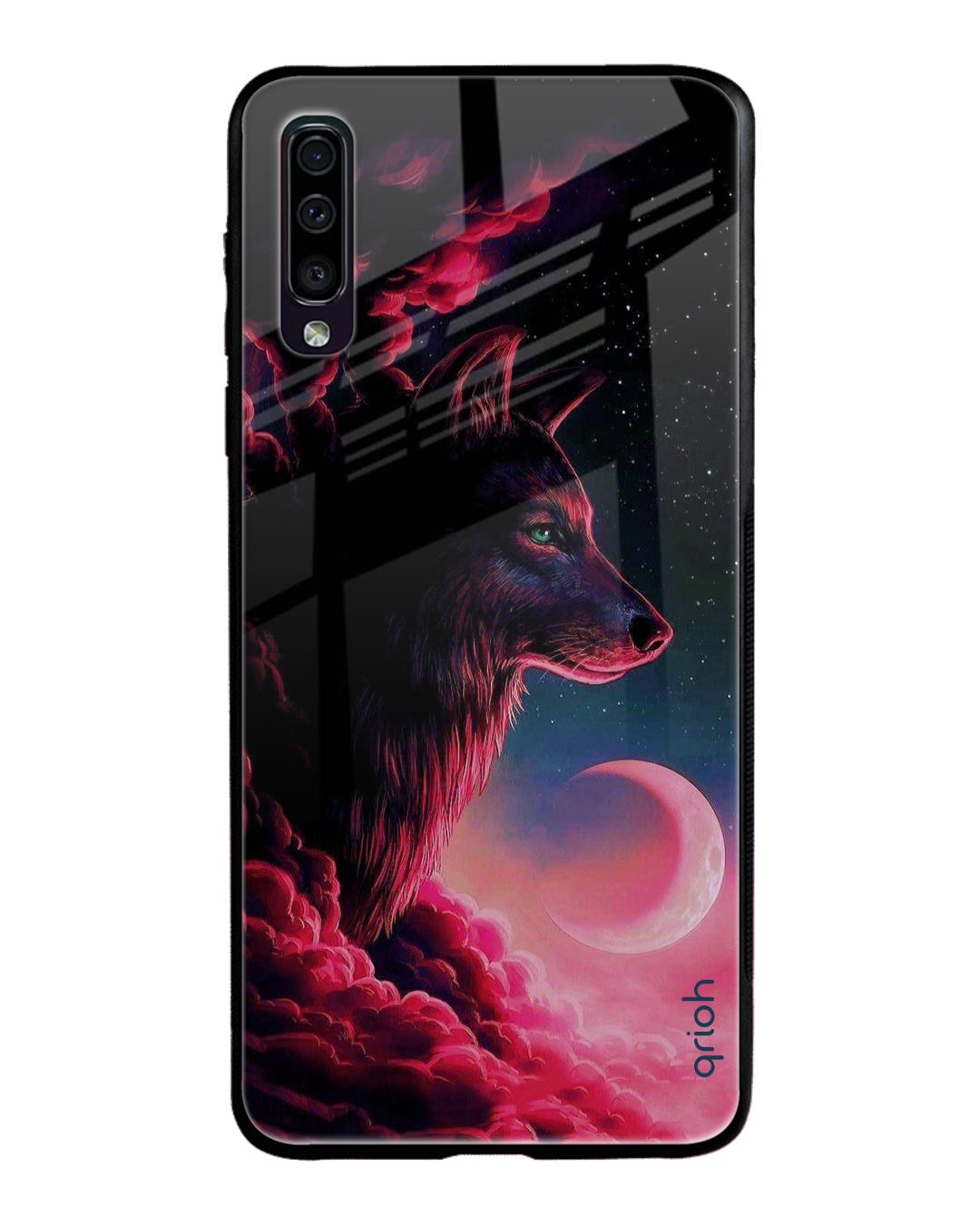 Shop Moon Wolf Printed Premium Glass Cover For Samsung Galaxy A70(Impact Resistant, Matte Finish)-Back