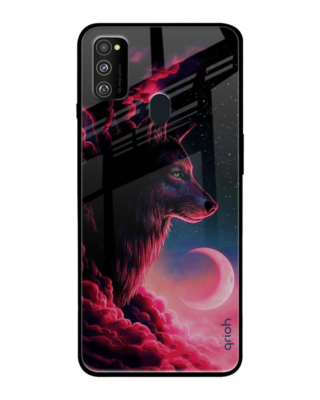 Shop Moon Wolf Printed Premium Glass Cover For Samsung Galaxy M30s(Impact Resistant, Matte Finish)-Back