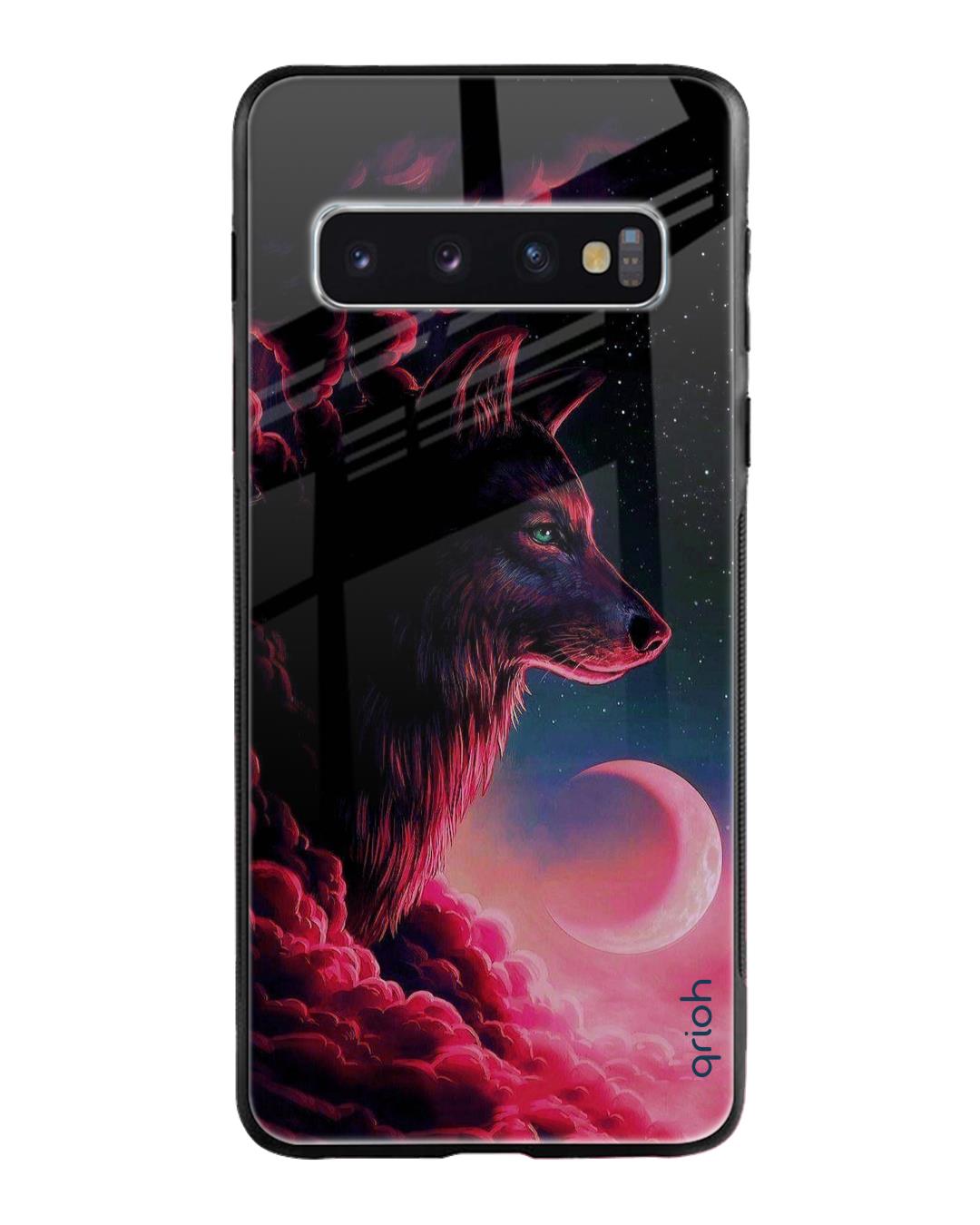 Shop Moon Wolf Printed Premium Glass Cover For Samsung Galaxy S10 Plus(Impact Resistant, Matte Finish)-Back