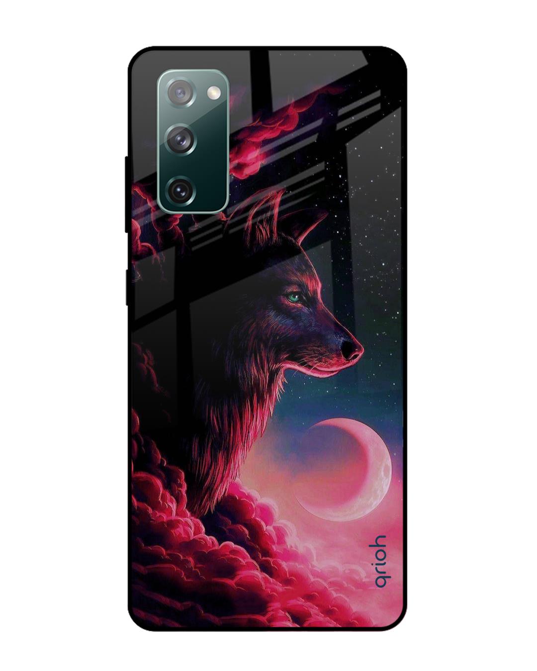 Shop Moon Wolf Printed Premium Glass Cover For Samsung Galaxy S20 FE(Impact Resistant, Matte Finish)-Back