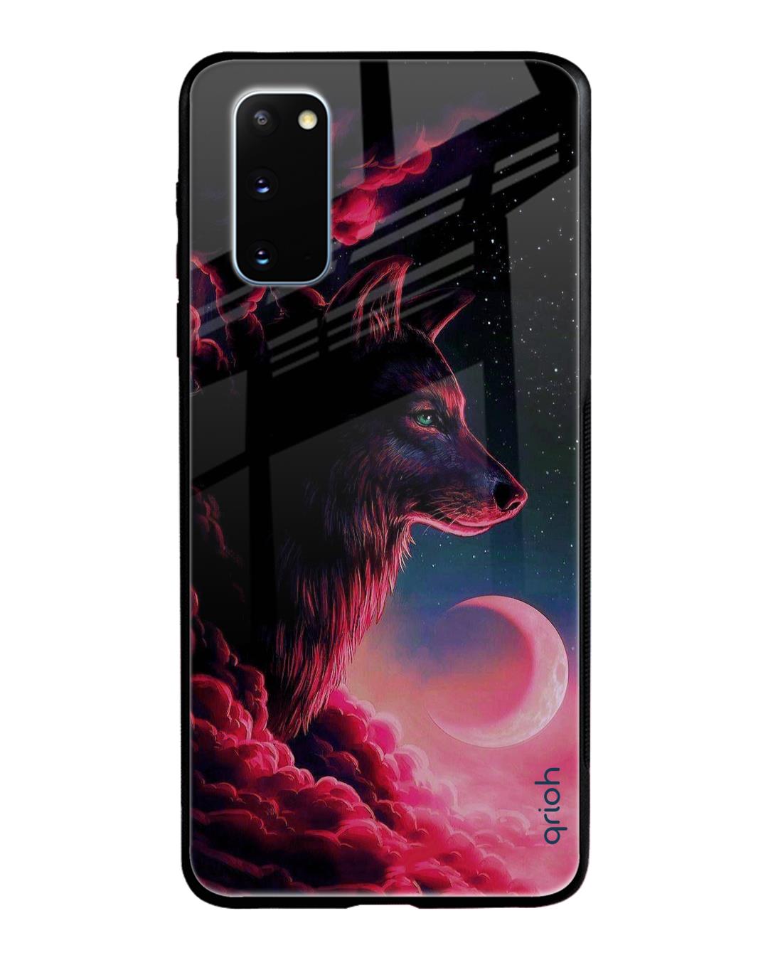 Shop Moon Wolf Printed Premium Glass Cover For Samsung Galaxy S20(Impact Resistant, Matte Finish)-Back