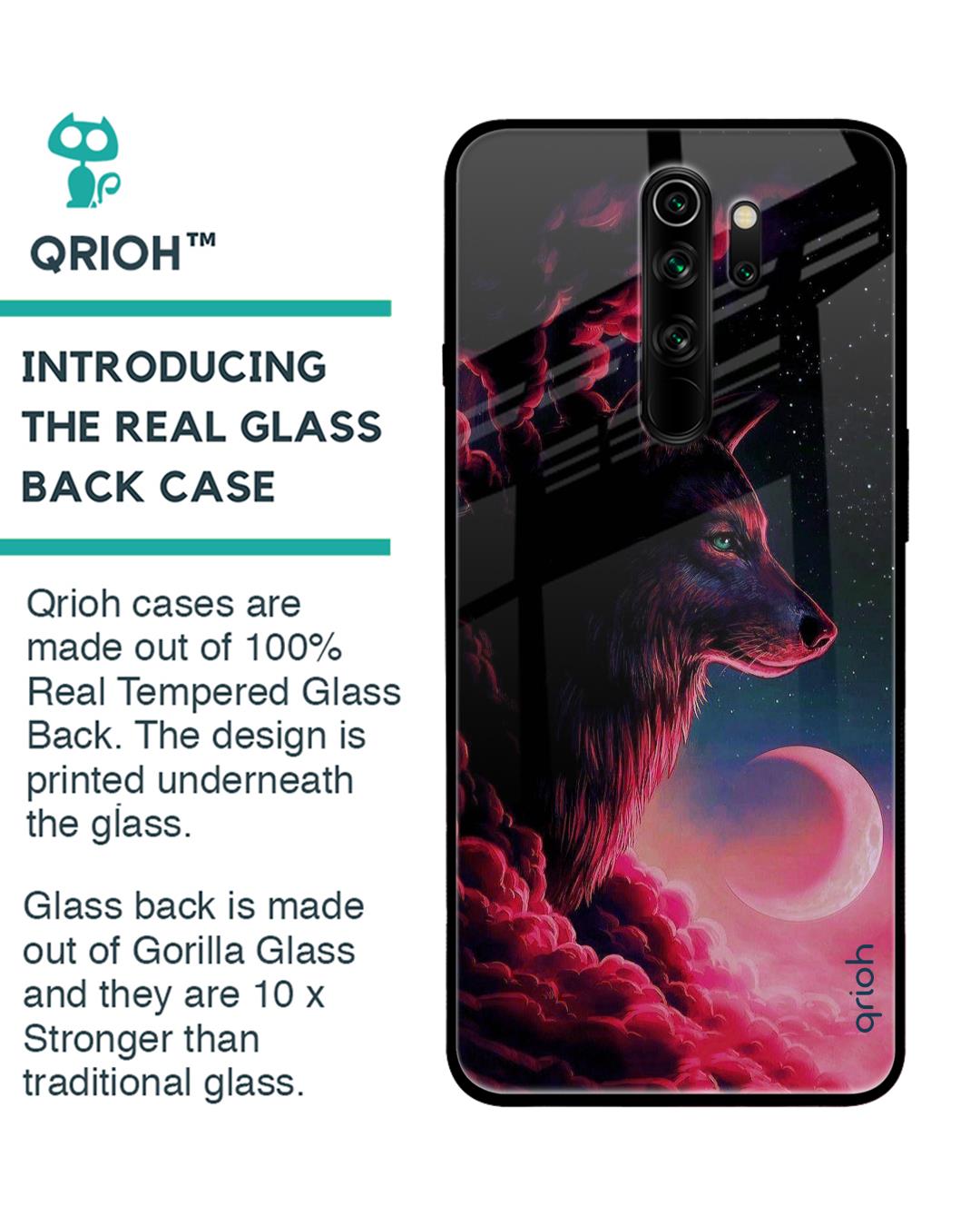 Shop Moon Wolf Printed Premium Glass Cover For Xiaomi Redmi Note 8 Pro (Impact Resistant, Matte Finish)-Back