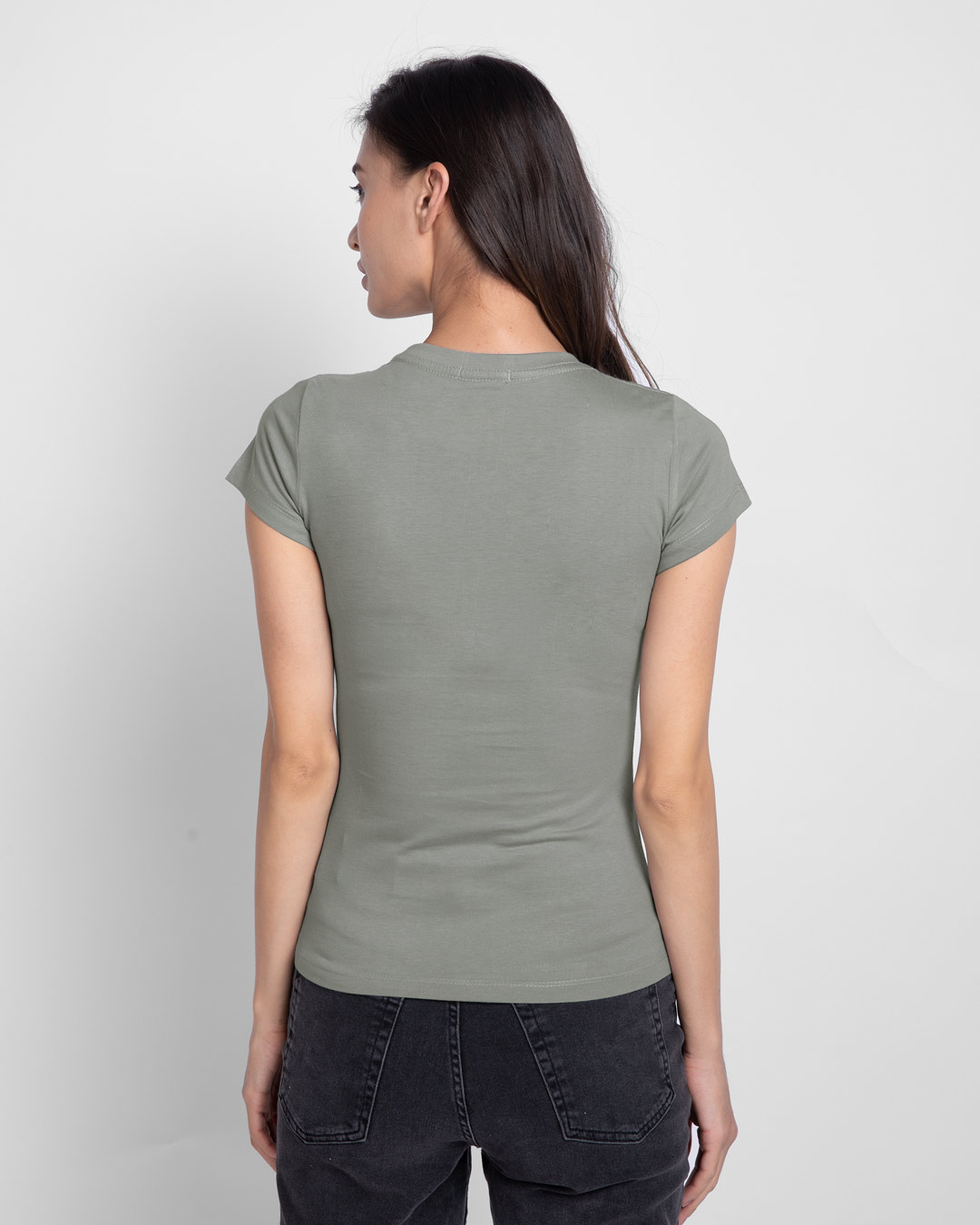 Shop Mooody Half Sleeve Printed T-Shirt Meteor Grey-Back