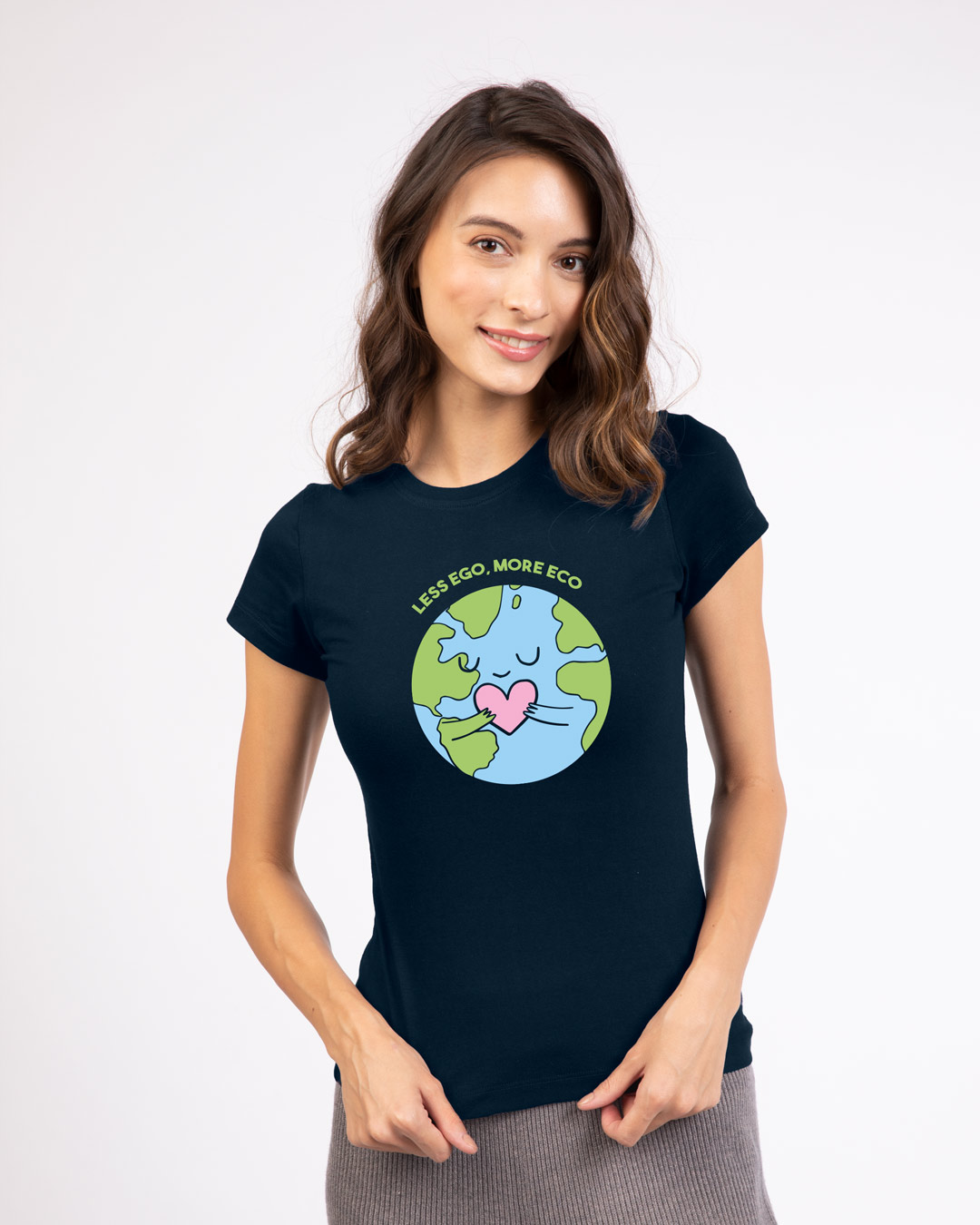 Shop More Eco Half Sleeve Printed T-Shirt Navy Blue-Back