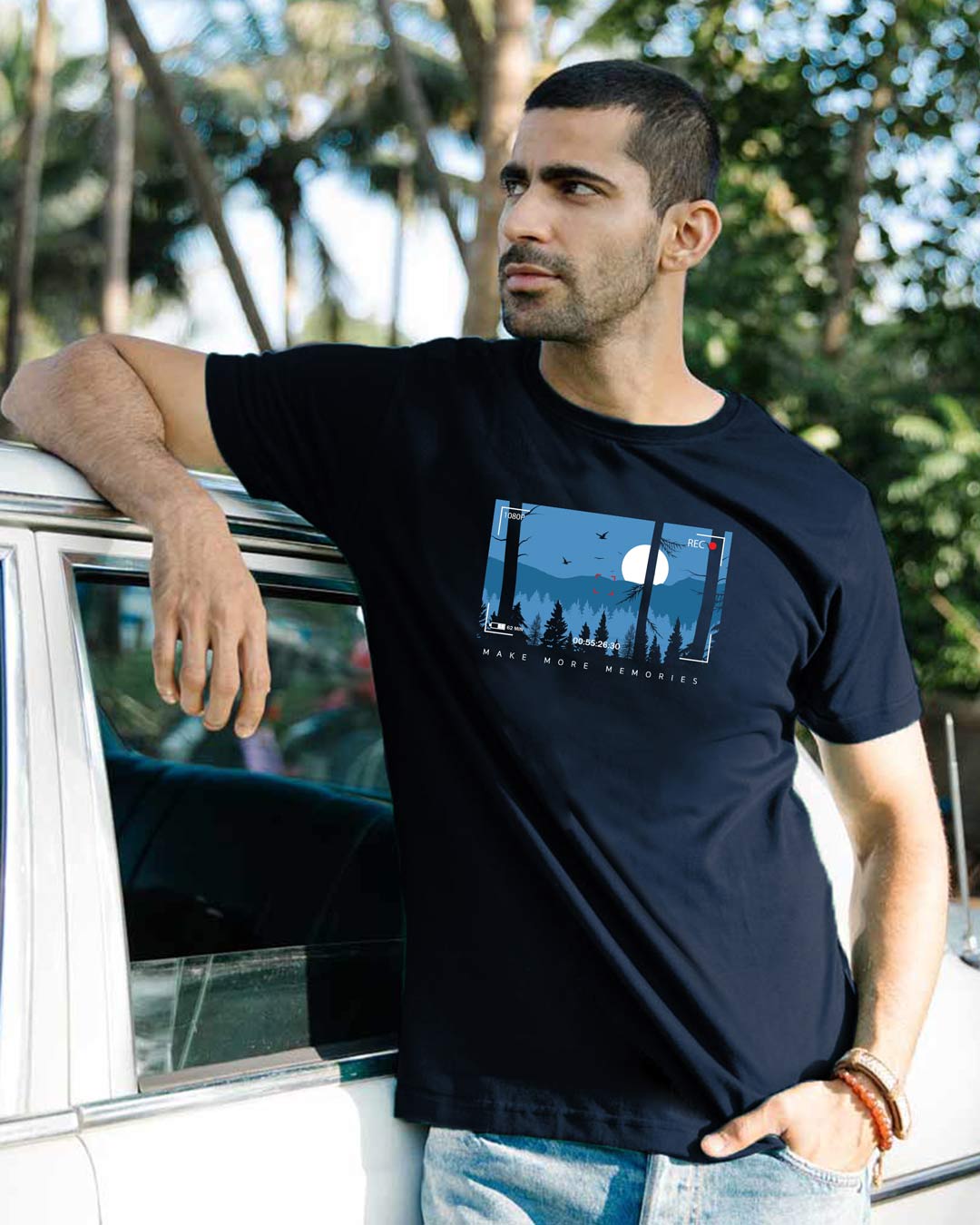 

More Memories Half Sleeve T-Shirt Navy Blue Men' Printed T-Shirts Bewakoof.com