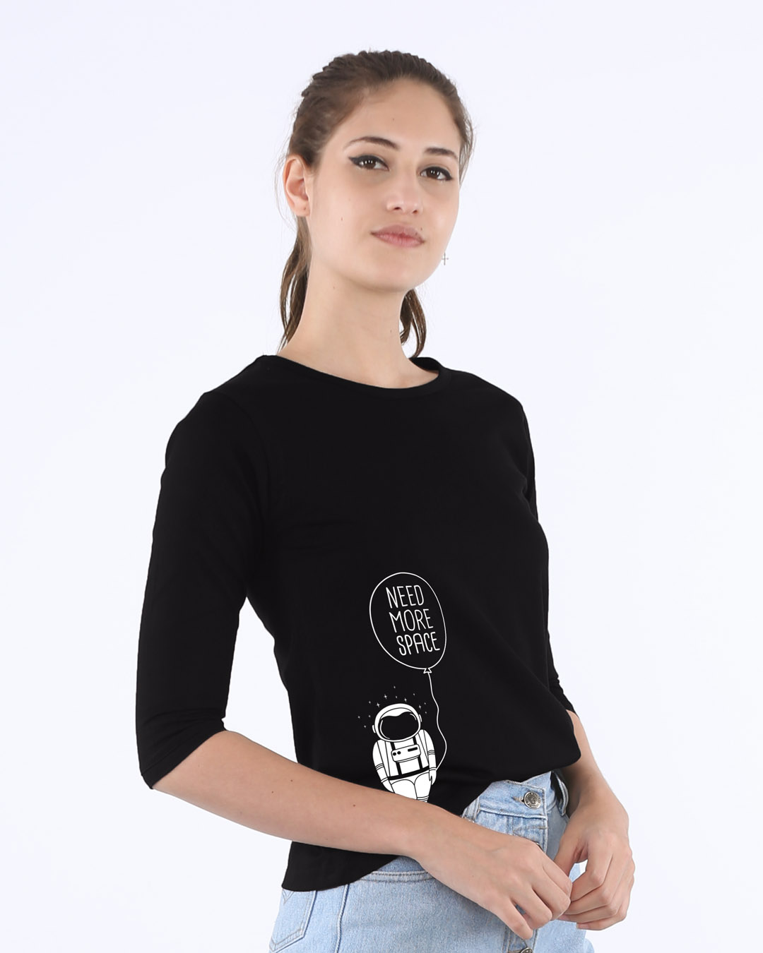 Shop More Space Round Neck 3/4th Sleeve T-Shirt-Back
