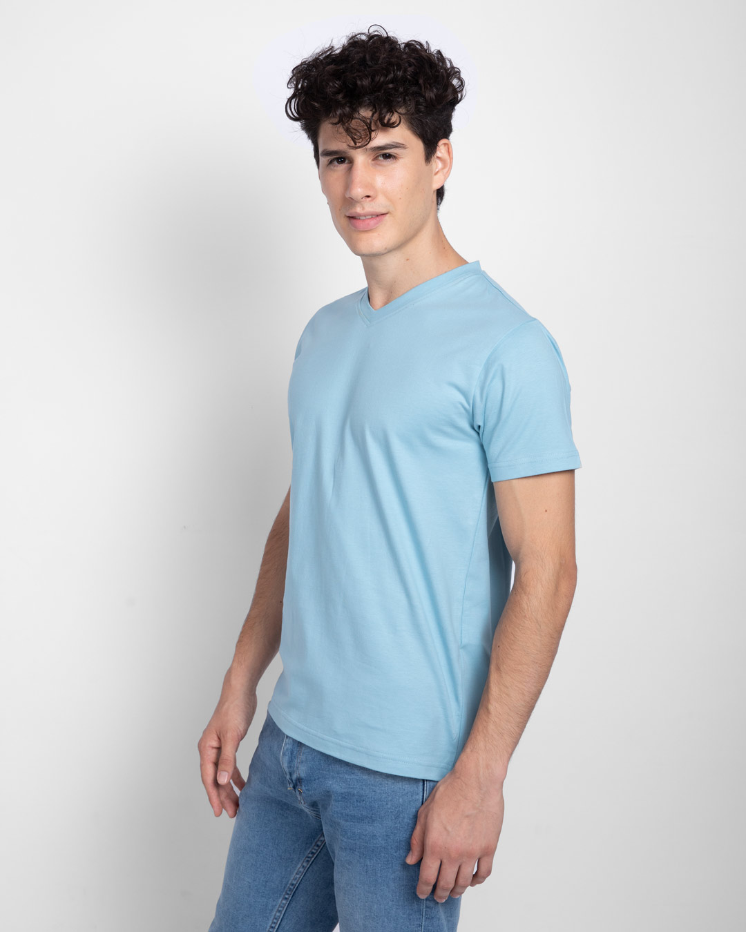Shop Morning Blue V-Neck T-Shirt-Back