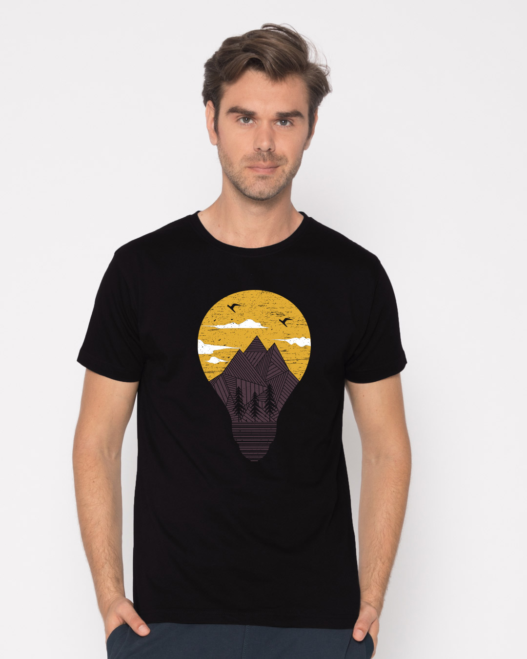 Shop Mountain Lights Half Sleeve T-Shirt-Back