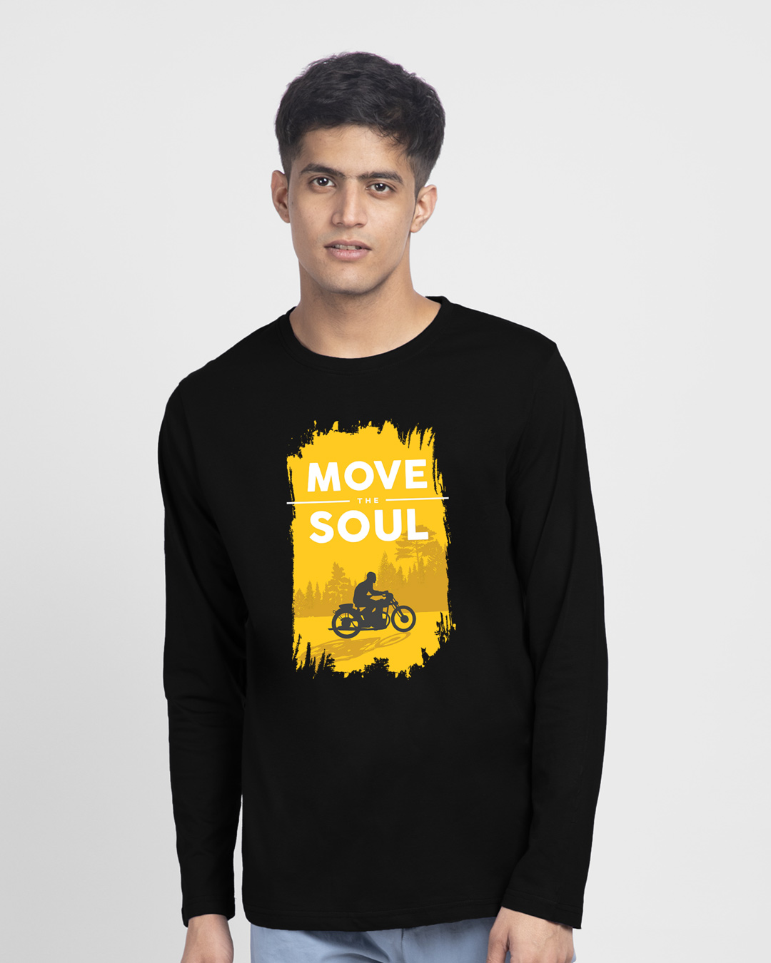 Shop Move The Soul Biker Full Sleeve T-Shirt Black-Back