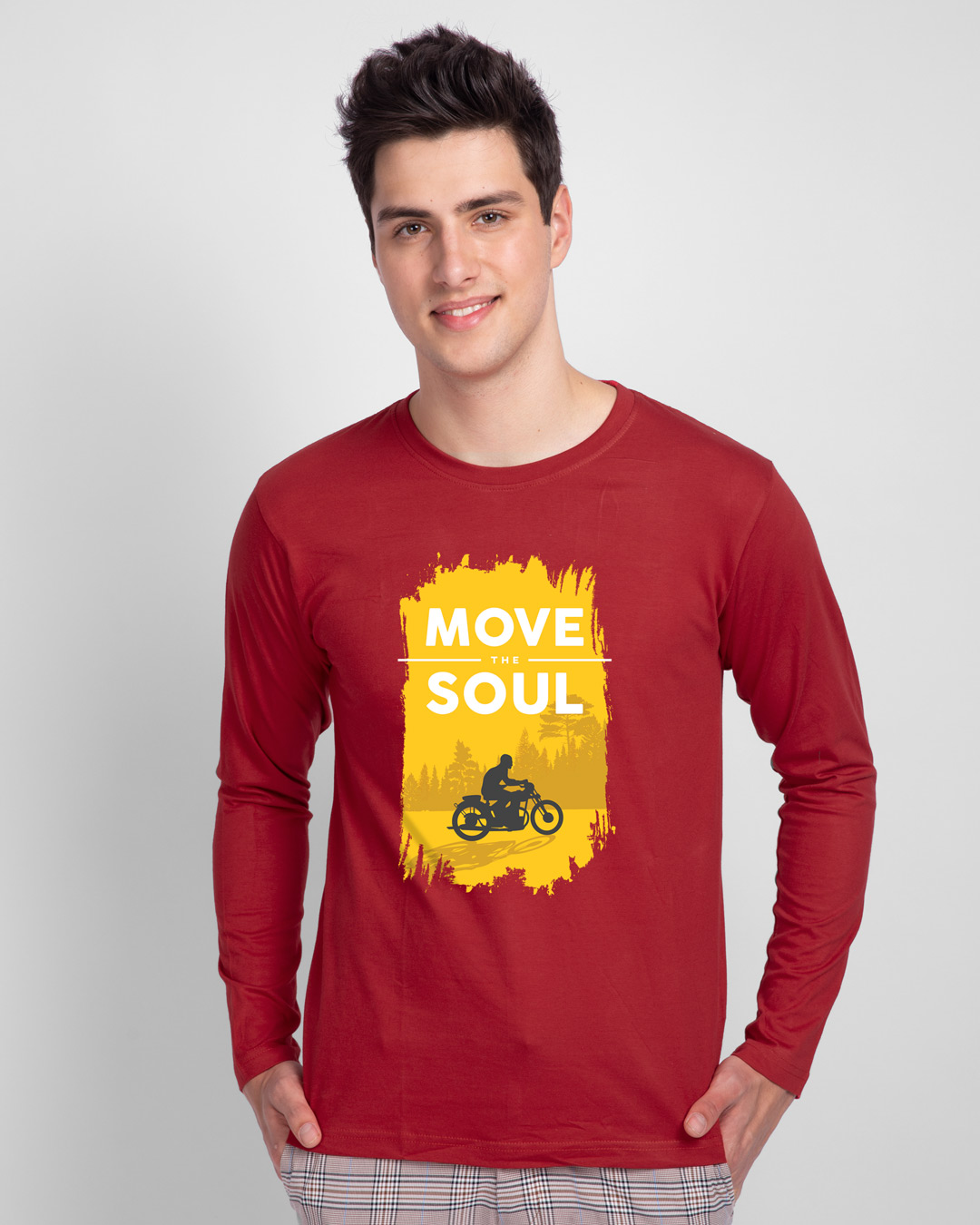 Shop Move The Soul Biker Full Sleeve T-Shirt Bold Red-Back