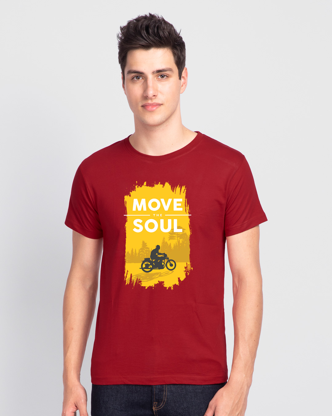 Shop Move The Soul Biker Half Sleeve T-Shirt Bold Red-Back