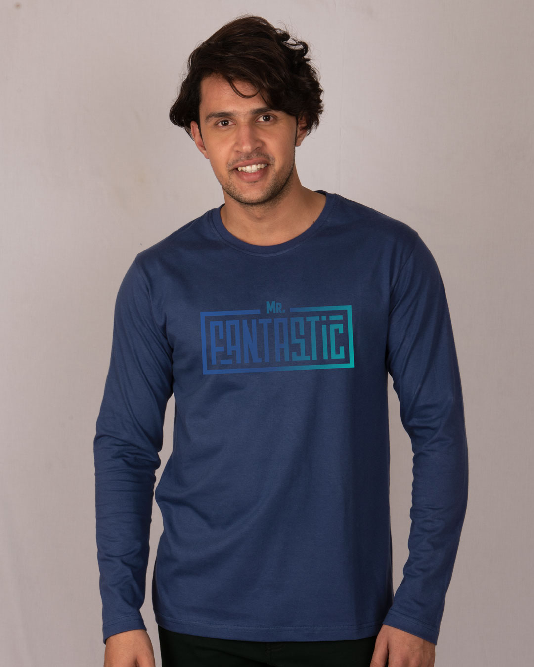Buy Mr.fantastic Full Sleeve T-Shirt for Men blue Online at Bewakoof