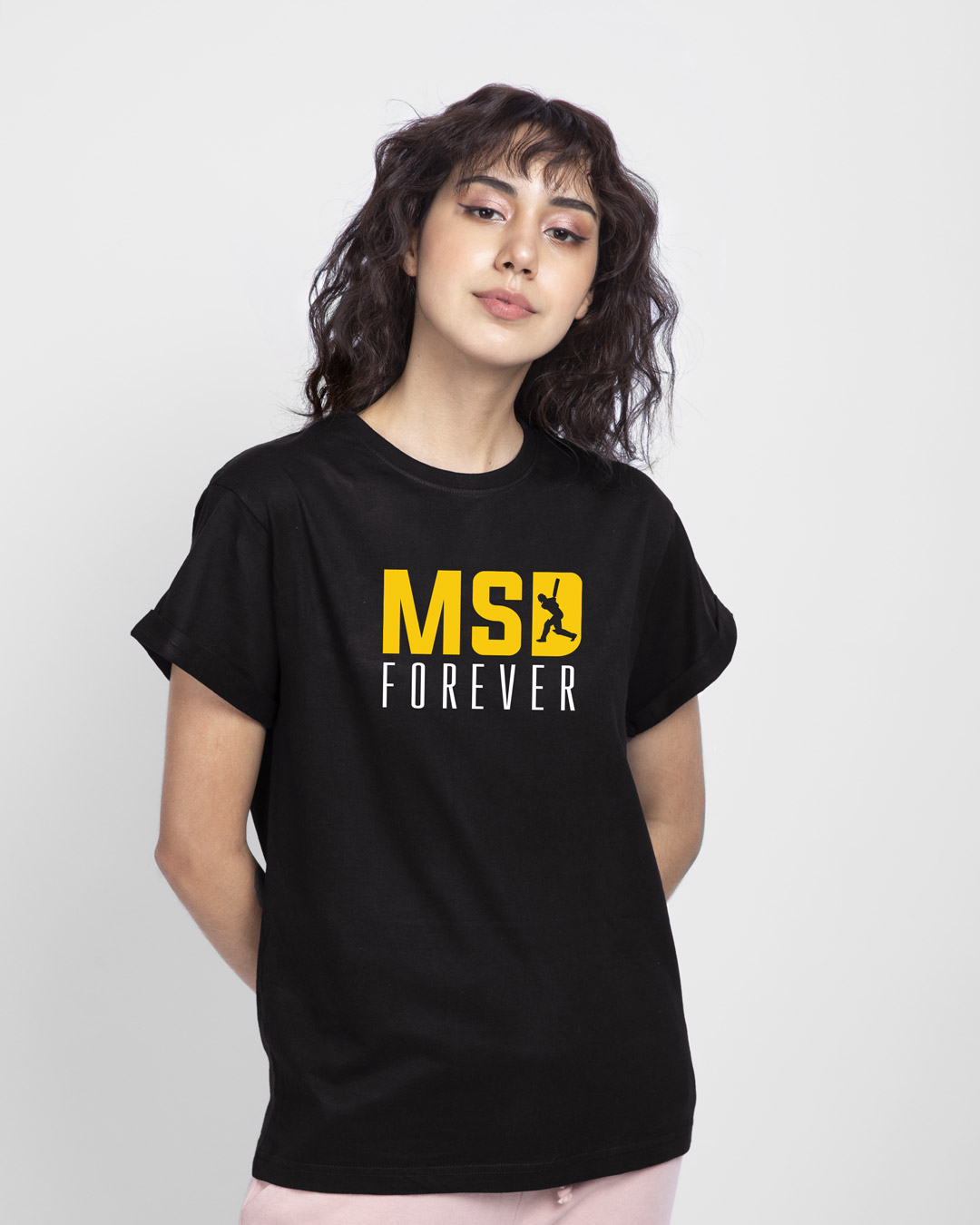 Shop MSD Forever Front-Back Boyfriend T-Shirt Black-Back