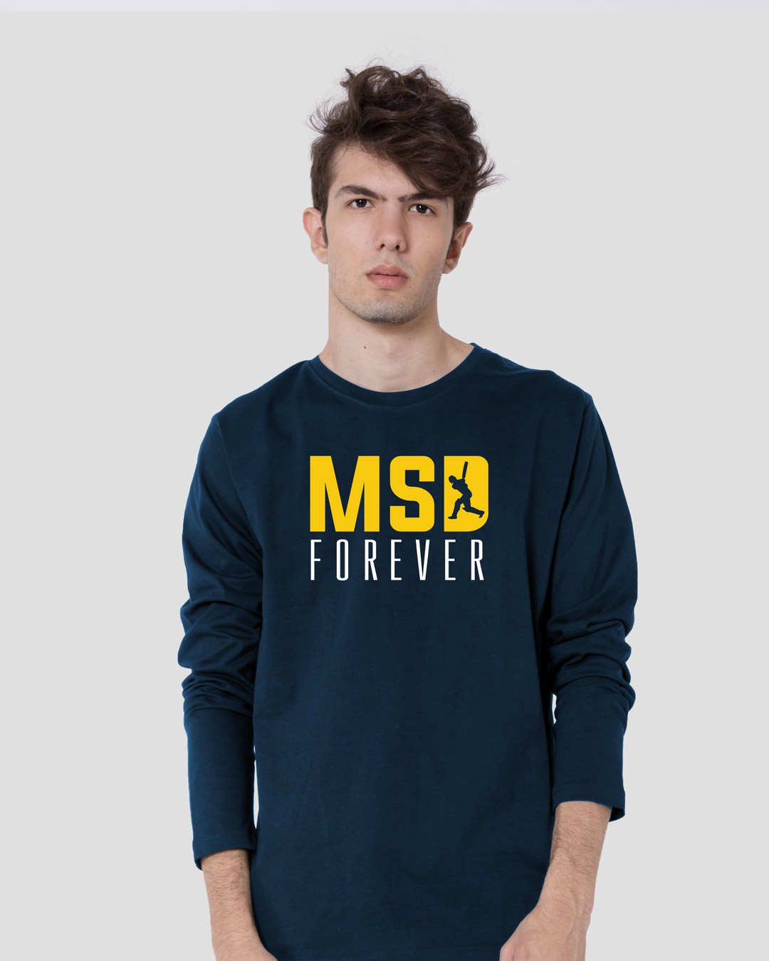 Shop MSD Forever Front-Back Full Sleeve T-Shirt Navy Blue-Back