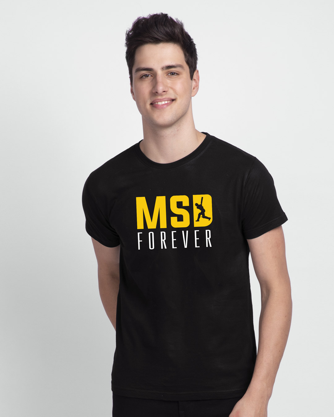 Shop MSD Forever Front-Back Half Sleeve T-Shirt Black-Back