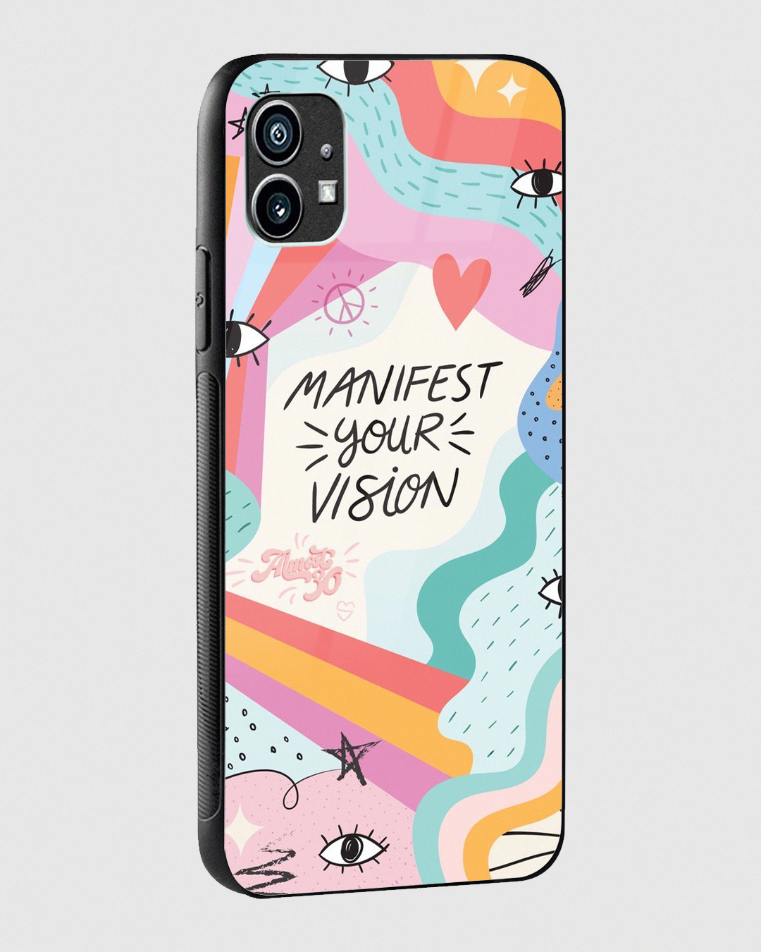 Shop MultiColor Manifest Your Vision Premium Glass Case for Nothing Phone (1)-Back