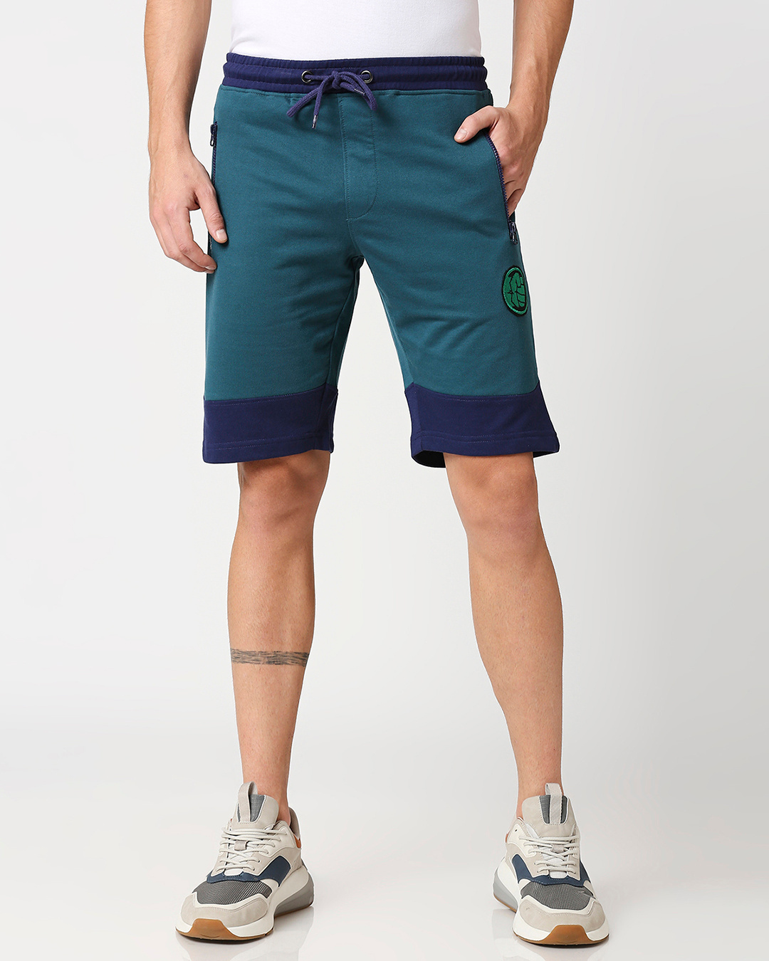 Shop Men's Blue Fashion Collabs Zipper Shorts-Back