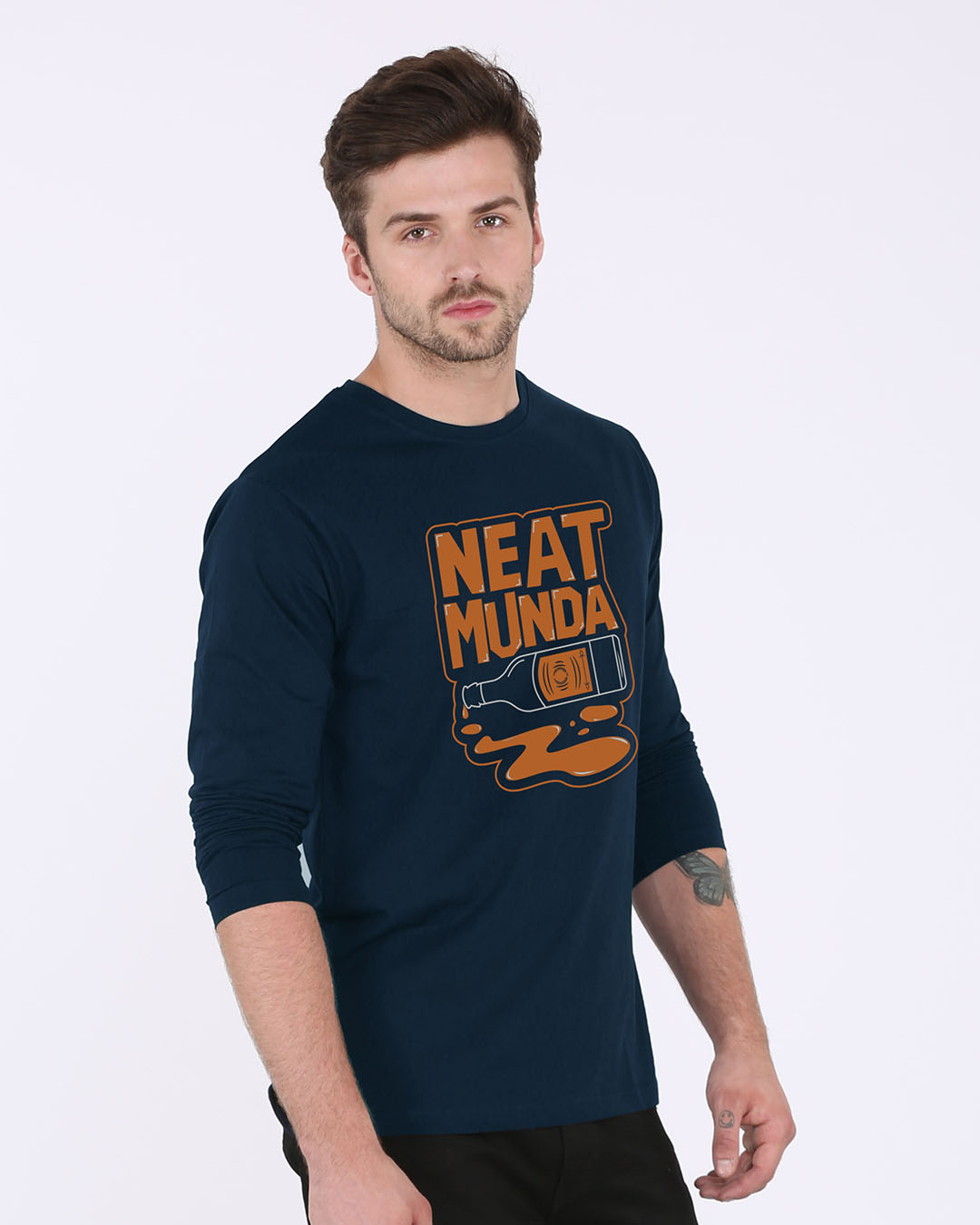 Shop Munda Neat Full Sleeve T-Shirt-Back