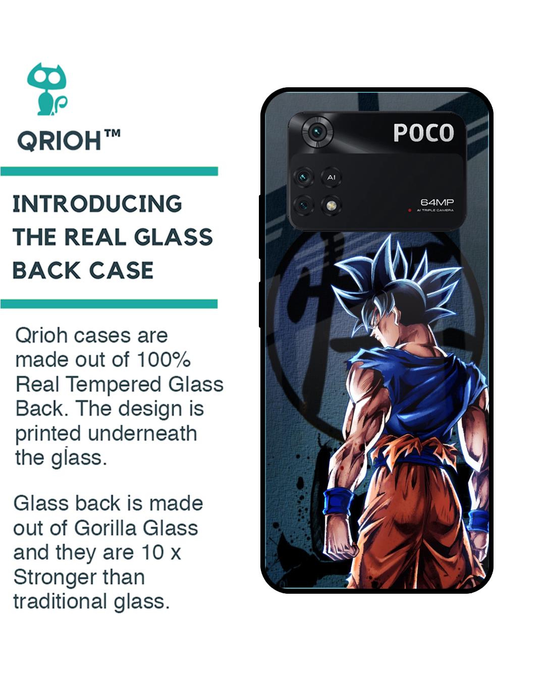 Shop Mundo Goku Premium Glass Case for Poco M4 Pro(Shock Proof, Scratch Resistant)-Back