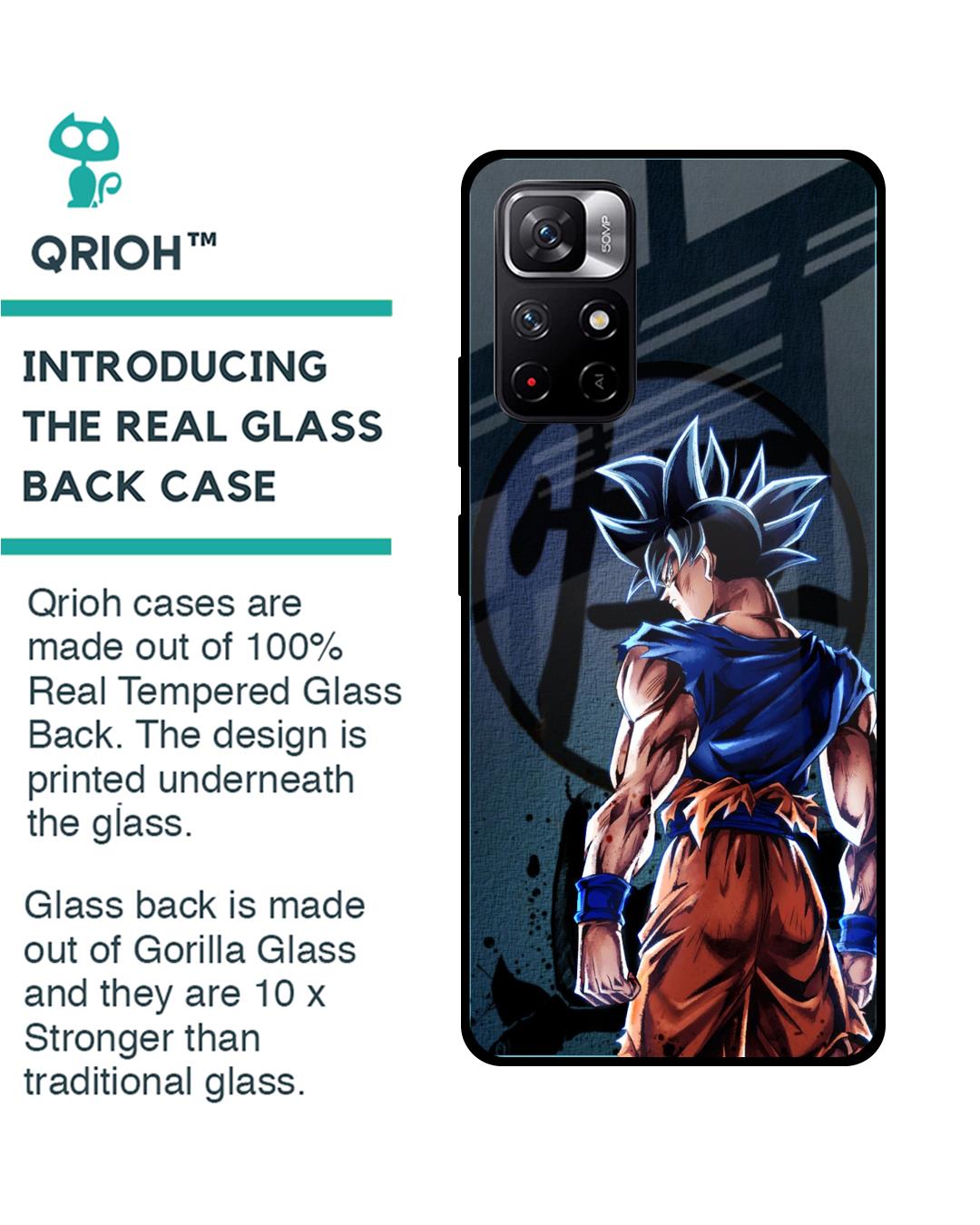 Shop Mundo Goku Premium Glass Case for Redmi Note 11T 5G (Shock Proof,Scratch Resistant)-Back