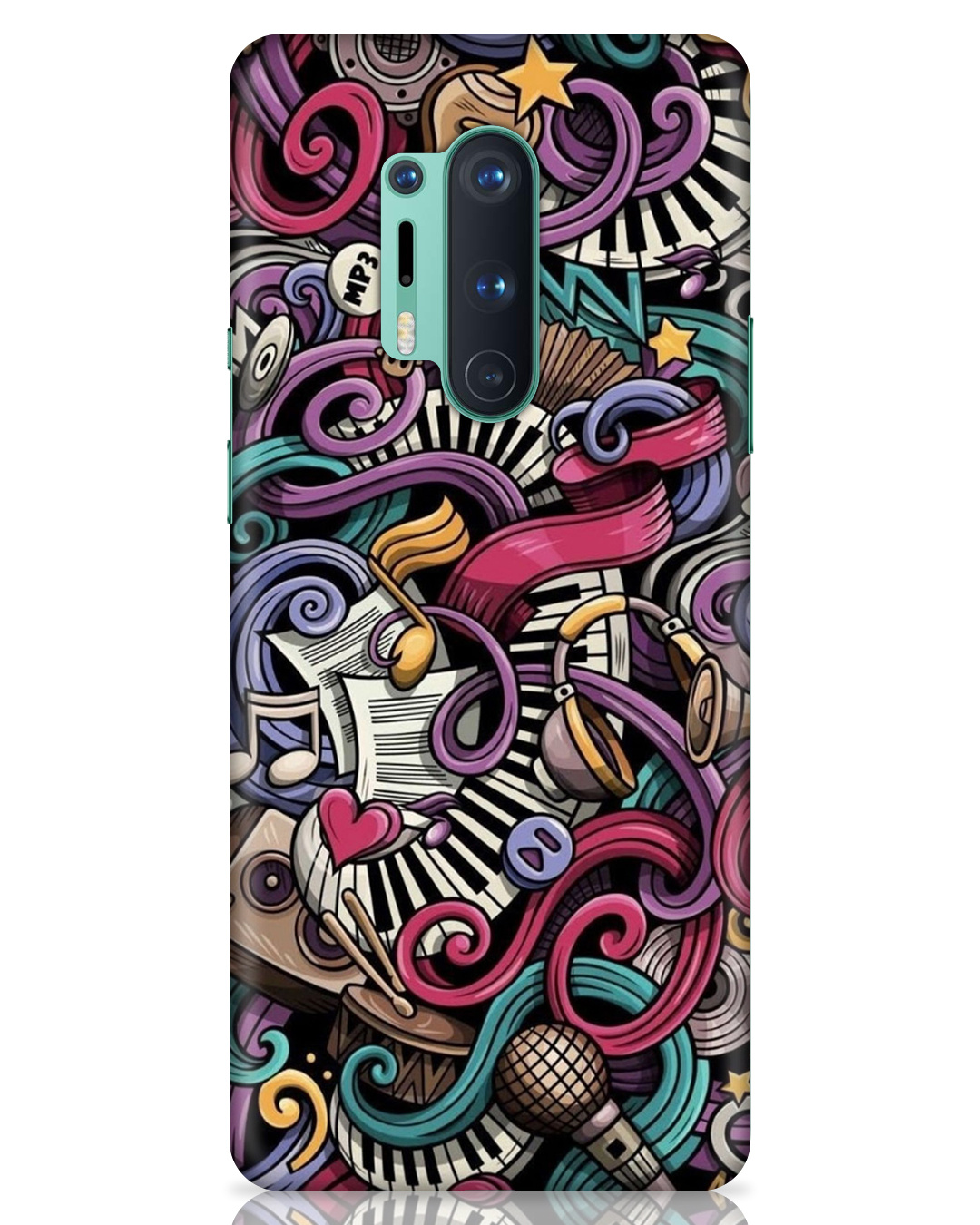 Shop Music Abstract Printed Designer Hard Cover For OnePlus 8 Pro (Impact Resistant, Matte Finish)-Front