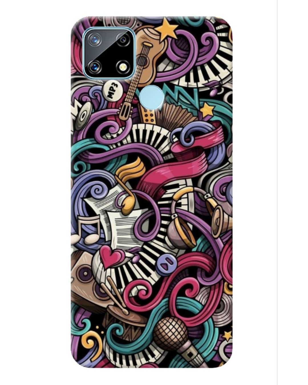 Shop Music Abstract Printed Designer Hard Cover For Realme Narzo 20 A (Impact Resistant, Matte Finish)-Front