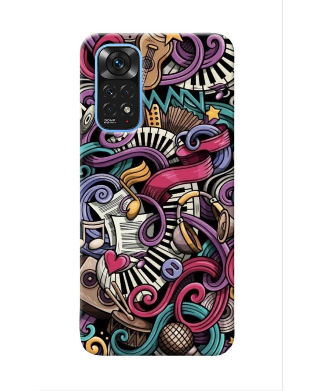Shop Music Abstract Printed Designer Hard Cover For Redmi Note 11 (Impact Resistant, Matte Finish)-Front