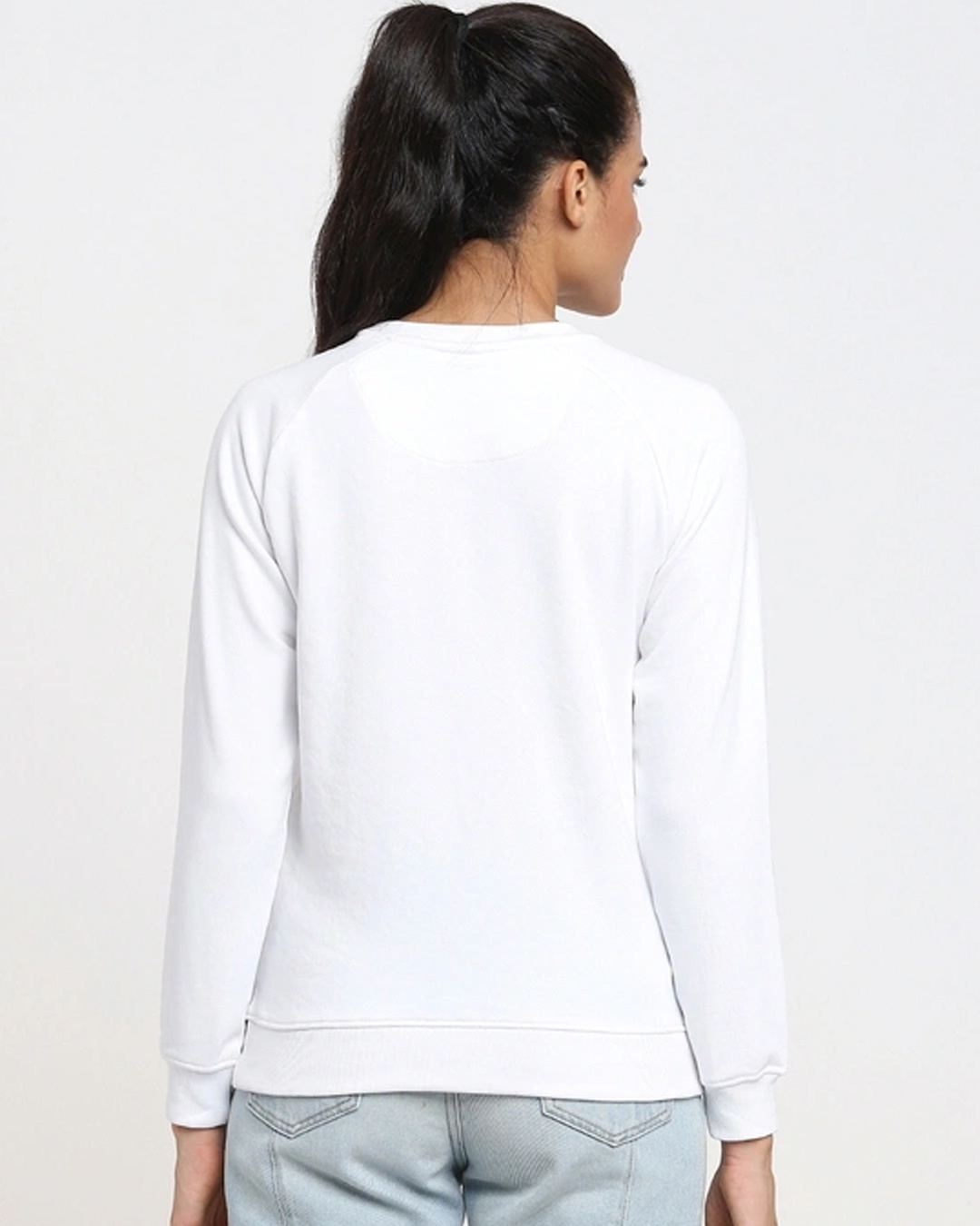 Shop Women's White Music Bear Graphic Printed Sweatshirt-Back