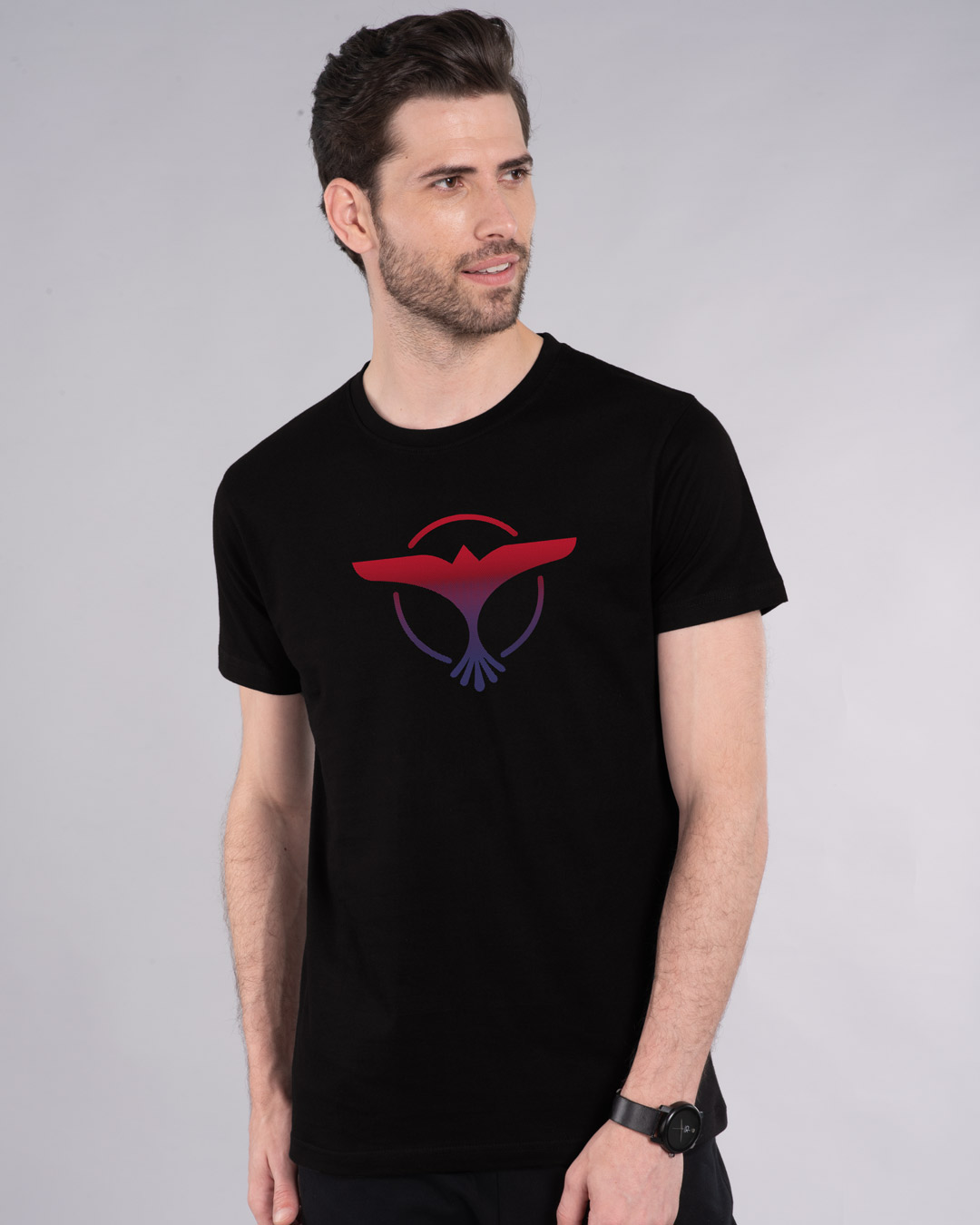 Shop Music Gradient Logo Half Sleeve T-Shirt-Back