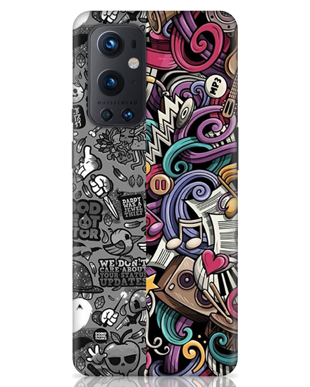 Shop Music Multi Abstract Printed Designer Hard Cover For OnePlus 9 Pro (Impact Resistant, Matte Finish)-Front
