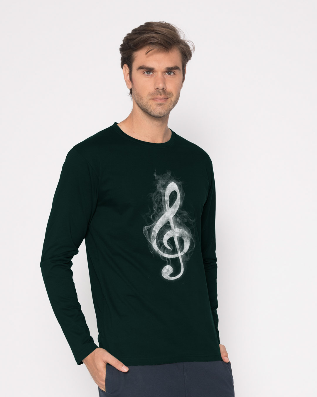 Shop Music Smoke Full Sleeve T-Shirt-Back